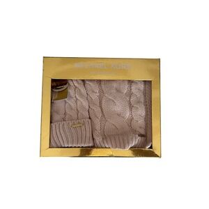Michael Kors Hat Scarf Set Blush Pink Cable Knit NWT Boxed Gift